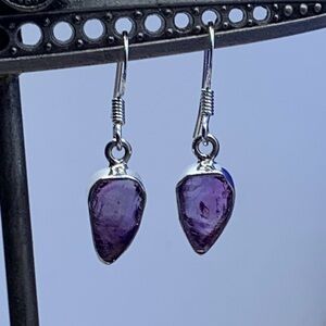 Pretty Purple Raw Amethyst Earrings, .925 Sterling Silver, Handmade in Colorado!
